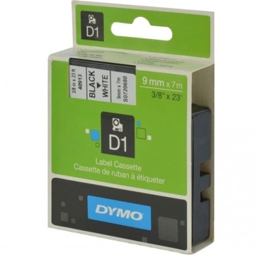 Taśma Dymo 40913 D1 9mm x 7m biała/czarny nadruk