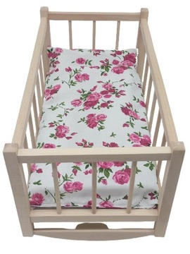 KOŁYSKA DLA LALEK DREWNIANA DLA LALKI +POŚCIEL 3EL