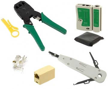 ZACISKARKA +TESTER KABLI RJ45 +WTYKI 50 SZTUK RJ45