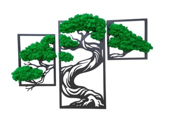 Tryptyk BONSAI DRZEWO 85cm mech chrobotek DEKORACJA Z MCHEM CHROBOTKIEM