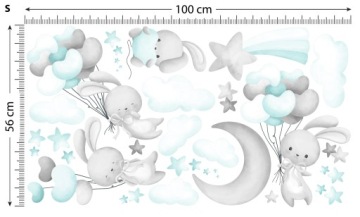 ЗАЙЧИКИ ШАРЫ Наклейки на стену 100х56 см SDB13S