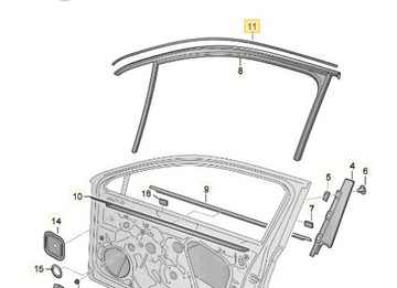 LIŠTA DEKORACE CHRÓM LEVÝ PŘEDNÍ 3V0837643F SKODA SUPERB III 3V 15- OE