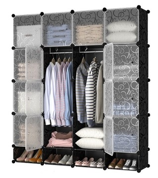 DUŻA MODUŁOWA SZAFA GARDEROBA WIESZAK XXL CZARNA