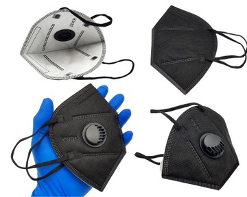 MASKA KN95 MASECZKA ANTYWIRUSOWA CZARNA ZAWOREK