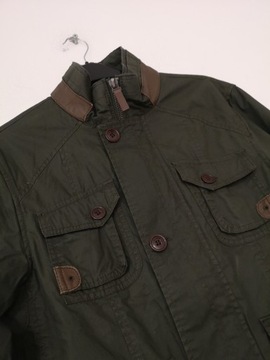 Zara kurtka khaki ze skórzanymi wstawkami S