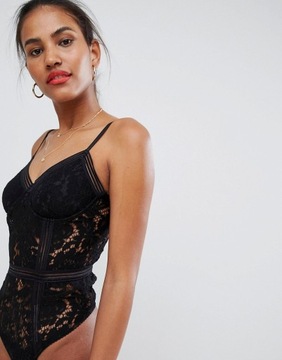 Missguided czarne koronkowe Body na ramiączkach 34