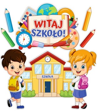 Dekoracja Ozdoba WITAJ SZKOŁO na gazetkę okno duża ~A3 (dwustronna)