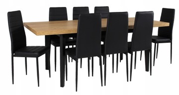 Stół rozkładany CRAFT 8x krzesło czarne 90x160/210