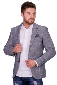 Marynarka męska szara krata 3524-2 fashionmen2 r. 50/ M