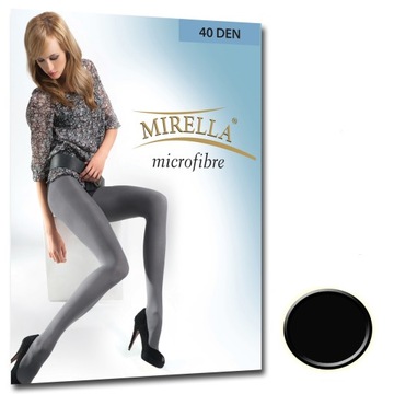MIRELLA Rajstopy microfibra 40 den gładkie kryjące 3/L Nero