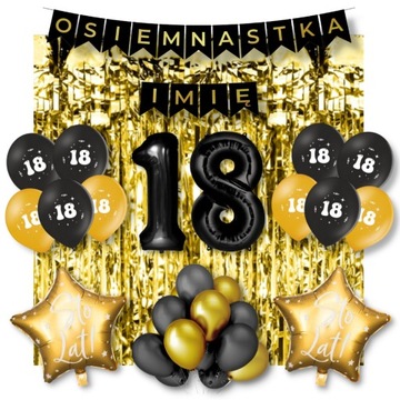 Balony na 18 osiemnastkę Dekoracje Zestaw Cyfry