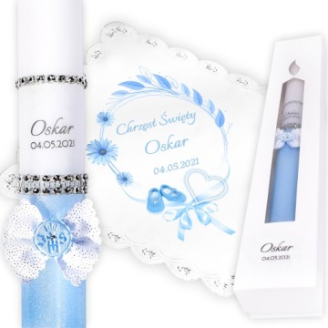 СВЕЧА И КРЕСТАЛЬНАЯ ОДЕЖДА ДЛЯ КРЕЩЕНИЯ + БЕСПЛАТНЫЙ ЧЕХОЛ