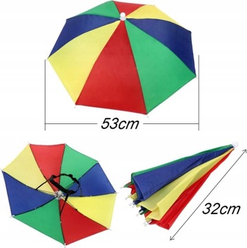 5X PARASOLKA PARASOL NA GŁOWĘ CHRONIĄCY PRZED SŁOŃCEM SKŁADANY KOLOROWY