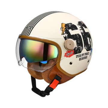 Nowy otwarty kask motocyklowy 3/4 Retro Kask motocyklowy Retro, uniwersalny