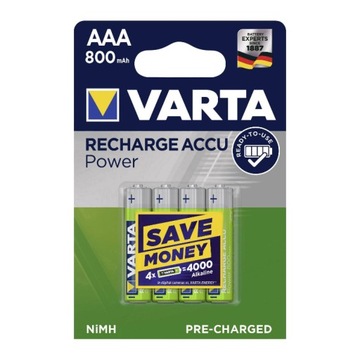 4x AKUMULATOR AAA/R03 1,2V VARTA 800mAh READY2USE