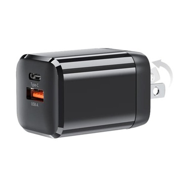 Orico Ładowarka czarna, mała, GaN 35W USB-A + USB-C, kompaktowa, na podróż