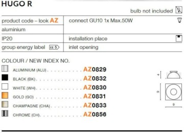 AZZARDO AZ0832 Hugo R (черный) Отражатель