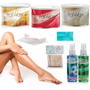 ItalWax 3x wosk 400ml puszka 2x lotion paski talk