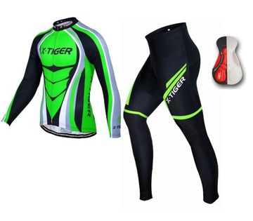 ВЕЛОСИПЕДНЫЙ КОСТЮМ МУЖСКОЙ ВЕЛОСИПЕД ТЕРМО ЛЕГИНГИ ФУТБОЛКА С ДЛИННЫМИ РУКАВАМИ