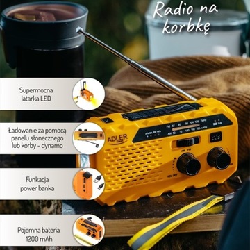 ПОРТАТИВНЫЙ РАДИО МНОГОФУНКЦИОНАЛЬНЫЙ ФОНАРИК С РУКОЯТКОЙ SOLAR AD1197