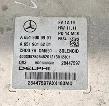 ECU MERCEDES JEDNOTKA E W212 2.2CDI A6519009901 A6519016201