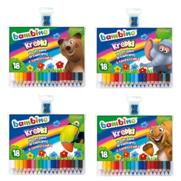 Деревянные мелки с точилкой. 18 цветов. Бамбино