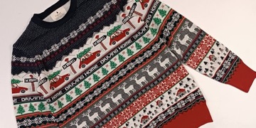 NEXT świąteczny granatowy sweter MIKOŁAJ W SAMOCHODZIE r. M