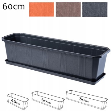 БАЛКОННЫЙ ЦВЕТОЧНЫЙ ГОРШОК + ПОДСТАВКА 60 СМ ГРАФИТ