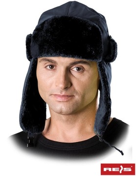Czapka zimowa uszanka ocieplana CZOEXTREME granat