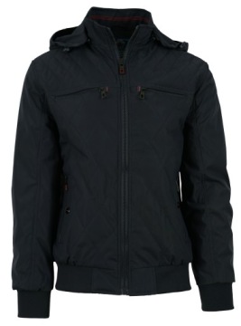 KURTKA MĘSKA PIKOWANA PRZEJŚCIOWA ZE ŚCIĄGACZEM GRANATOWA WIOSENNA 2XL