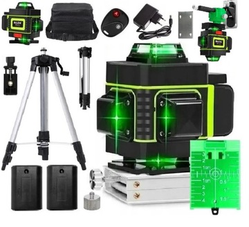POZIOMICA LASEROWA HILDA 16 LINII LASER KRZYŻOWY STATYW 150CM 2 BATERIE