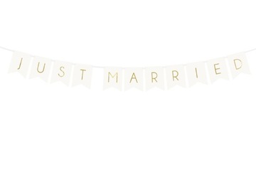 GIRLANDA Just Married BIAŁA Złoty Napis 155cm