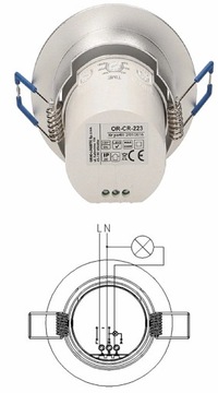 ORNO Czujnik Ruchu Podtynkowy z Regulacją 1200W 360st. 6m IP20 Regulacja