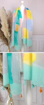 ПАРЕО ХЛОПКОВЫЙ ПЛЯЖНЫЙ ШАРФ для прикрытия летнего платья, ЦВЕТА