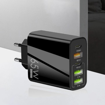 СЕТЕВОЕ ЗАРЯДНОЕ УСТРОЙСТВО USB USB-C 65 Вт БЫСТРАЯ ЗАРЯДКА 3,1 А 3 порта USB 2 порта USB-C