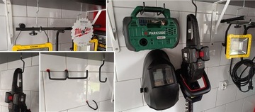 СТАЛЬНОЙ КРЮК ВКРУЧЕННЫЙ В БАЛКУ ПОЛКА 170х110мм ВЕШАЛКА для легких инструментов