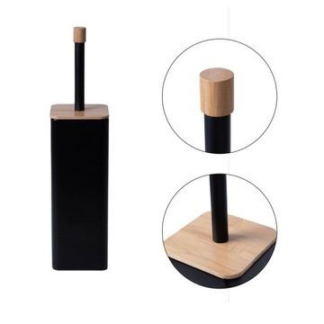 Zestaw Kosz na śmieci & Szczotka do WC Black & Bamboo -YOKA