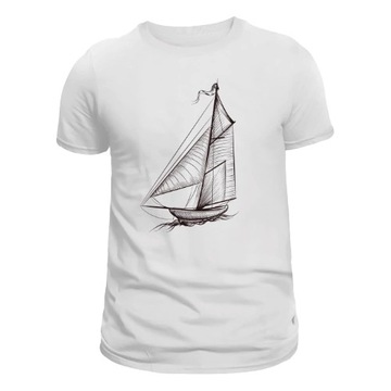 Sail Boat Męski T-shirt Biały M
