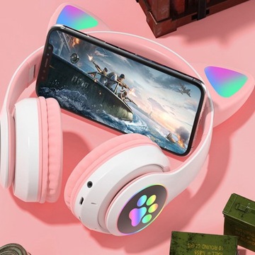 БЕСПРОВОДНЫЕ НАУШНИКИ С МИКРОФОНОМ ЦВЕТНЫЕ СВЕТОДИОДНЫЕ КОШАЧЬИ УШИ ДЛЯ ДЕТЕЙ