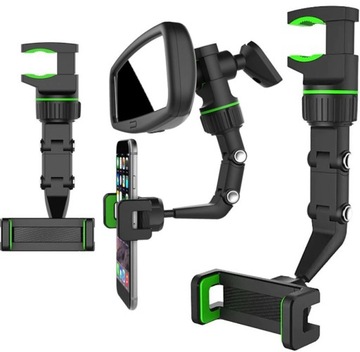 ДЕРЖАТЕЛЬ ТЕЛЕФОНА ДЛЯ АВТОМОБИЛЬНОГО ЗЕРКАЛА ЗАДНЕГО ВИДА, ПОВОРОТНЫЙ НА 90, РЕГУЛИРУЕМЫЙ НА 360