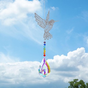 Хрустальные стеклянные подвески Люстра из нержавеющей стали Подвесное украшение Колибри 42см