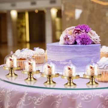 12 SZT PLASTIKOWYCH MINI PUDEŁKA NA CIASTA ZE ZŁOTĄ PODSTAWĄ