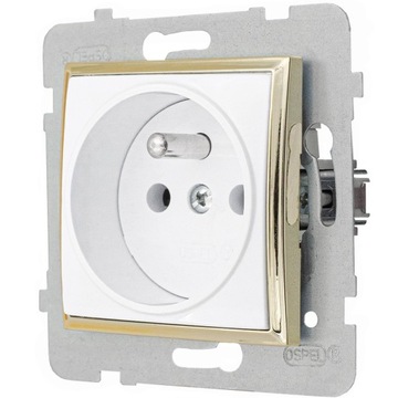 MODUŁ BIAŁY / ZŁOTY BEZ RAMKI GNIAZDO POJEDYNCZE