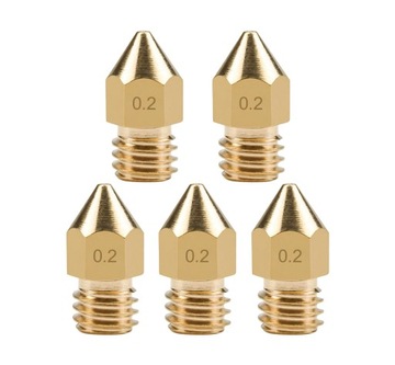 5 x Dysza Mosiężna Brass MK8 0.2mm 1,75mm M6 Zestaw Creality Ender 3 Pro V2