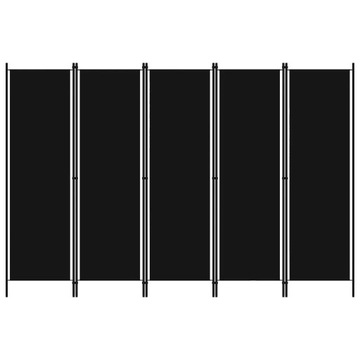 Parawan 5-panelowy, czarny, 250 x 180 cm