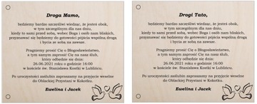 Деревянное свадебное приглашение для родителей + магнит.