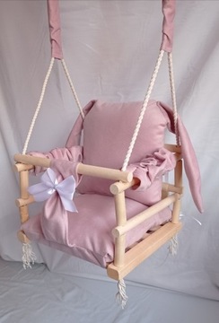 КАЧЕЛИ 3в1 ДЕТИ кролик РОЗОВЫЙ дом сад комната бархатное сиденье подарок
