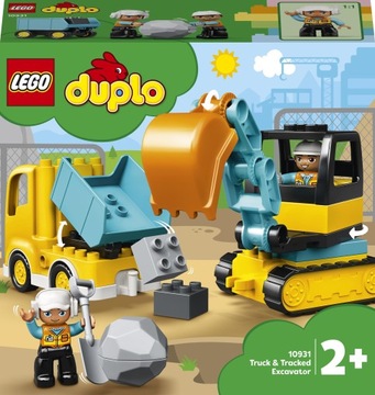 LEGO DUPLO 10931 ГРУЗОВИК И ЭКСКАВАТОР + БУМАЖНЫЙ ПАКЕТ LEGO СРЕДНИЙ