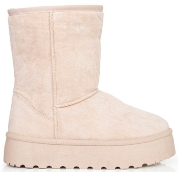 БЕЖЕВЫЕ БОТИНКИ НА УТЕПЛЕННОЙ ПЛАТФОРМЕ 36