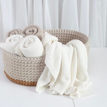 KOCYK NIEMOWLĘCY DZIECIĘCY BAMBUSOWY Kremowy CHRZEST,BABY SHOWER WYPRAWKA